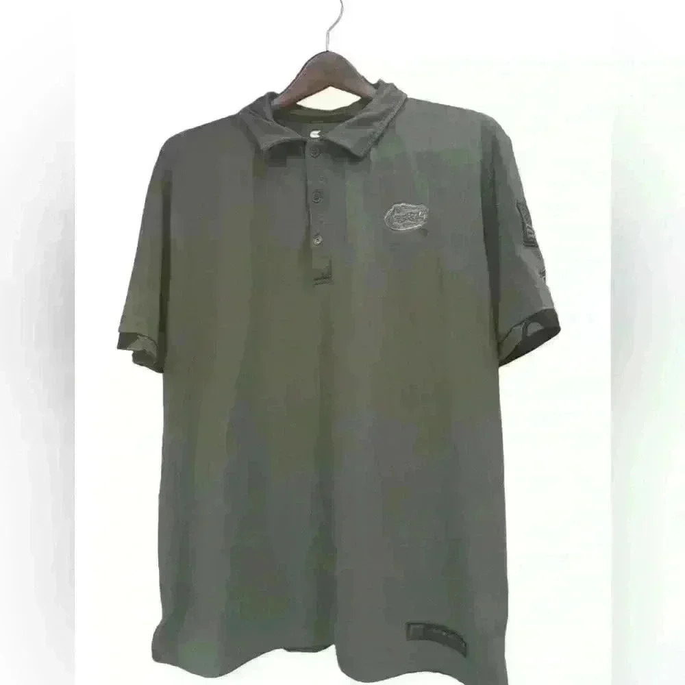 Florida State Gators Shirt Mens L Green Short Sleeve Polo Camo Military Themed
